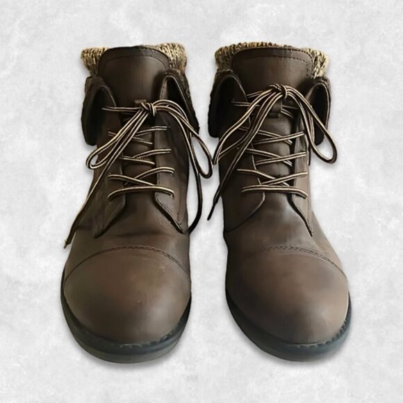 Cliffs by White Mountain Duena Ankle Booties Fold Down Collar Faux Fur Brown 11 - Picture 2 of 12